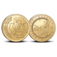 Pièce de 2,5 euros Belgique 2021 « 5 ans de patrimoine immatériel de la culture de la bière belge » BU dans une coincard NL