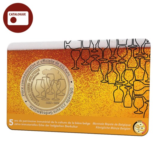 Pièce  de 2,5 euros Belgique 2021 «5 ans de patrimoine immatériel de la culture de la bière belge » BU dans une coincard FR