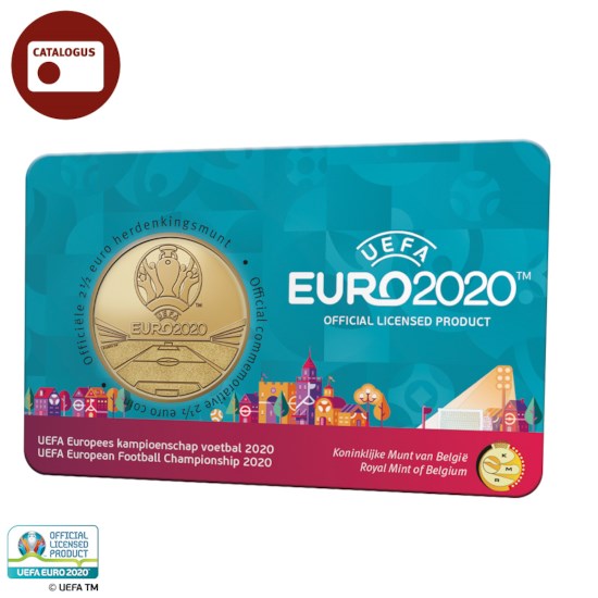 Pièce de 2,5 euros Belgique 2021 « UEFA EURO 2020 » BU dans une coincard NL