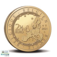 Pièce de 2,5 euros Belgique 2021 « UEFA EURO 2020 » BU dans une coincard FR