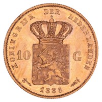 Gouden 10 Gulden Willem III 1885 Pr+