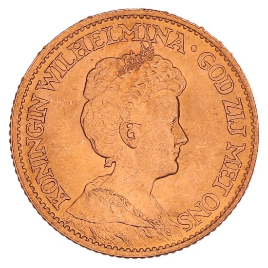 Gouden 10 Gulden Wilhelmina 1911 Pr+