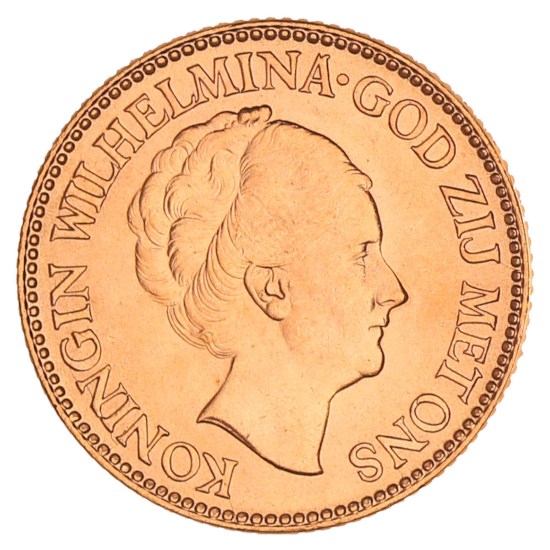 Gouden 10 Gulden Wilhelmina 1933 Pr+