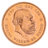 Gouden 10 Gulden 1877 Willem III Pr+