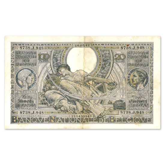 100 Francs - 20 Belgas 1933-1943 TTB-