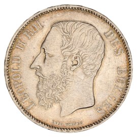 5 Francs 1865-1876 Leopold II TTB