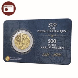 Pièce de 2 euros Belgique 2021 « 500 ans pièces Charles Quint » BU dans une coincard FR