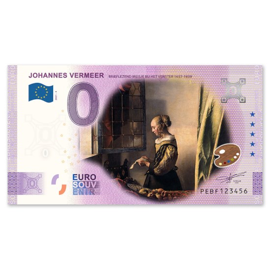 0 Euro Biljet "Brieflezende Vrouw" - Kleur