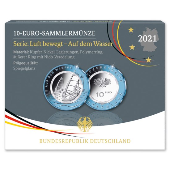 Allemagne 5 x 10 euros « Auf dem Wasser » 2021 BE