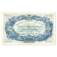 500 Francs - 100 Belgas 1938-1943 TTB+