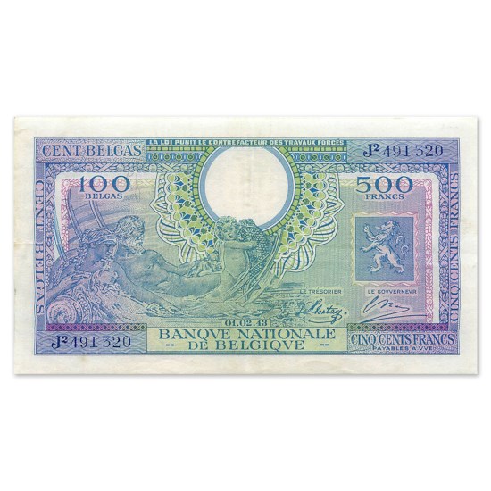 500 Francs - 100 Belgas 1943 TTB+