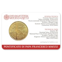 Vatican 50 cents 2021 BU Coincard