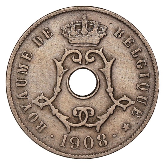 25 Centiem 1908-1909 FR - Leopold II ZFr+