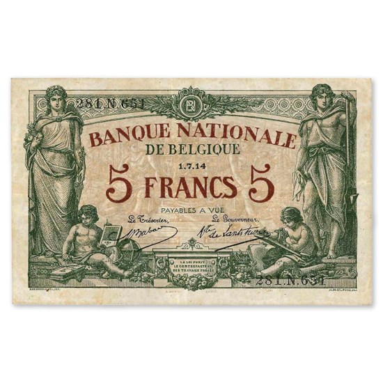 5 Francs 1914 TTB (Bruxelles)
