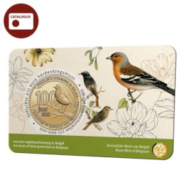 Pièce de 2,5 euros Belgique 2022 « 100 ans de protection des oiseaux en Belgique » BU dans une coincard NL