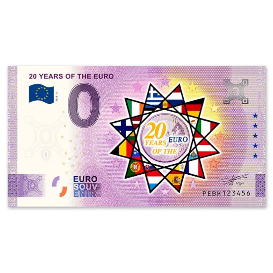 0 Euro Biljet "20 Jaar Euro" - kleur