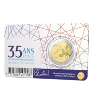Pièce de 2 euros Belgique 2022 « ERASMUS » BU dans une coincard NL