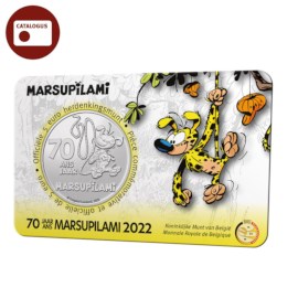 Pièce de 5 euros Belgique 2022 « 70 ans Marsupilami » en relief BU dans une coincard