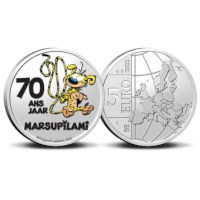 Pièce de 5 euros Belgique 2022 « 70 ans de Marsupilami » en couleur BU dans une coincard 