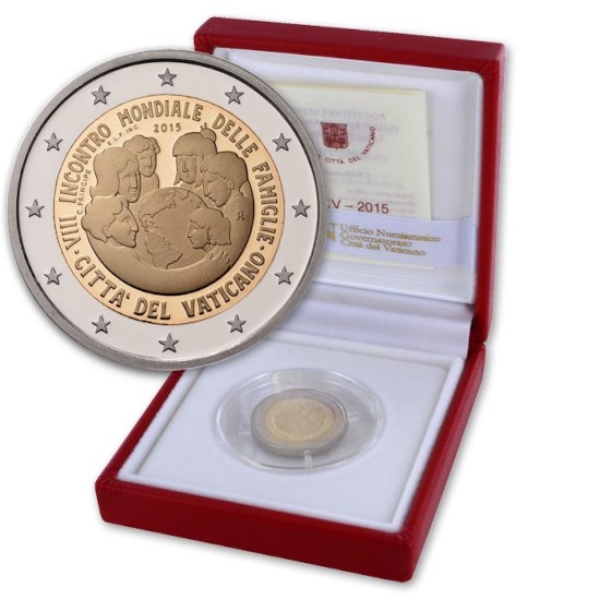 Vatican 2 Euro "World Meeting of Families" 2015 Proof