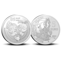 5 euromunt België 2023 ‘85 jaar Robbedoes & Kwabbernoot’ reliëf BU in coincard 