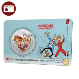 5 euromunt België 2023 ‘85 jaar Robbedoes & Kwabbernoot’ kleur BU in coincard 