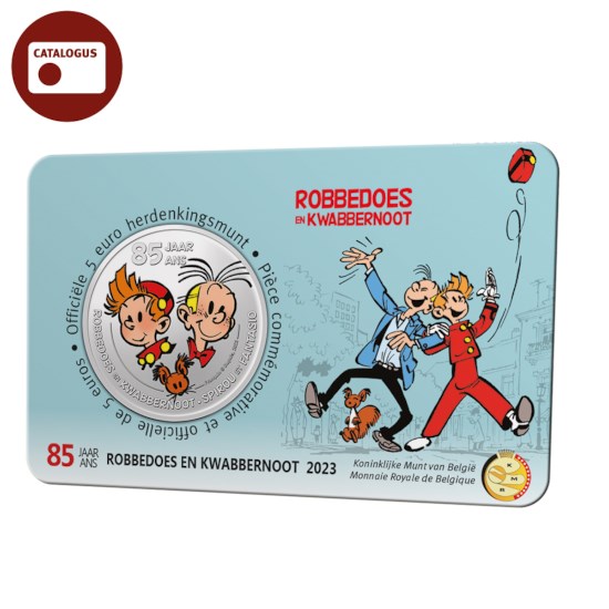 België 5 euromunt 2023 ‘85 jaar Robbedoes & Kwabbernoot’ kleur BU in coincard 