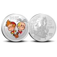 5 euromunt België 2023 ‘85 jaar Robbedoes & Kwabbernoot’ kleur BU in coincard 