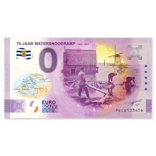 0 Euro Biljet "Watersnood" - kleur