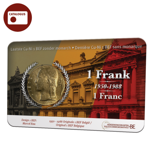 Pièce de 1 Frank Belgique 1950-1988 dans une coincard NL