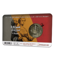 Pièce de 1 Franc Belgique 1950-1988 dans une coincard FR