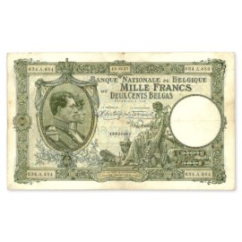 1000 Francs - 200 Belgas 1928-1939 TTB