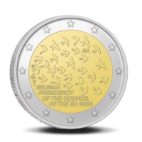 Pièce de 2 euros Belgique 2024 «Présidence de l’UE » BU dans une coincard NL