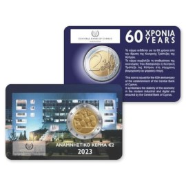 Cyprus 2 Euro "Centrale Bank" 2023 BU Coincard