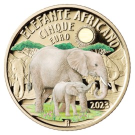 Italie 5 euros « Éléphant d'Afrique » 2023
