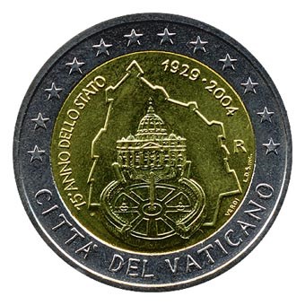 Vatican 2 euros « 75 ans de souveraineté » 2004