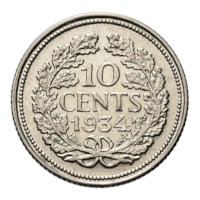 10 Cent 1934 Wilhelmina ZFr+