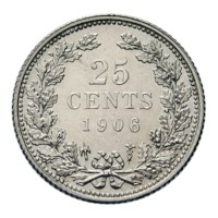 25 Cent 1906 Wilhelmina Pr