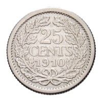 25 Cent 1910 Wilhelmina ZFr