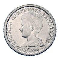 25 Cent 1919 Wilhelmina Pr+