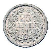 25 Cent 1919 Wilhelmina Pr+
