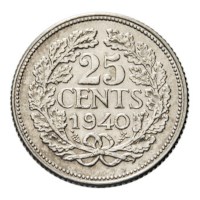 25 Cent 1940 Wilhelmina ZFr-