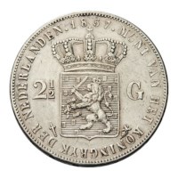 2 1/2 Gulden 1857 Willem III ZFr+