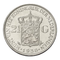 2 1/2 Gulden 1938 Wilhelmina Pr+