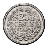 25 Cent 1945P Wilhelmina Pr-