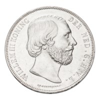 2 1/2 Gulden 1874 met klaverbladuiteinde Willem III Pr-