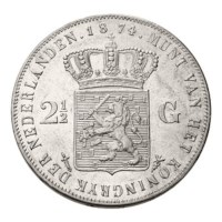 2 1/2 Gulden 1874 Klaverblad Willem III ZFr+