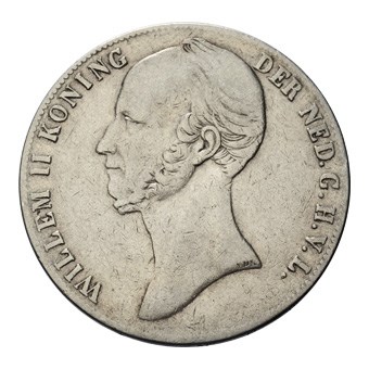 2 1/2 Gulden 1845 Willem II Fr+ met parel