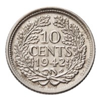 10 Cent 1942PP Wilhelmina ZFr+
