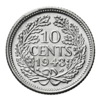 10 Cent 1943 PP Wilhelmina Pr+